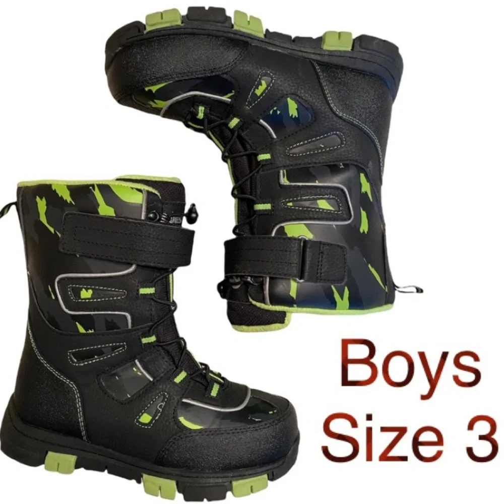 Boys Snow Boots Quest Menace Boys Snow Ski Boot Black Green Boys Size 3